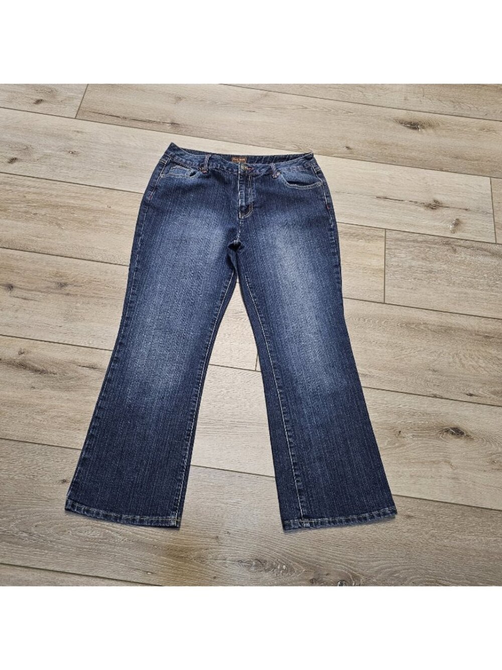 VTG Duck Head Petite Bootcut Jeans Size 14P Dark Wash Stretch Ramie Blend Red...